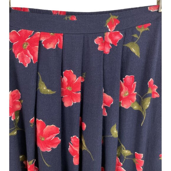 Modiano Womens Floral Pleated Skirt Size 8 Blue & Red Knee Length - Picture 2 of 8